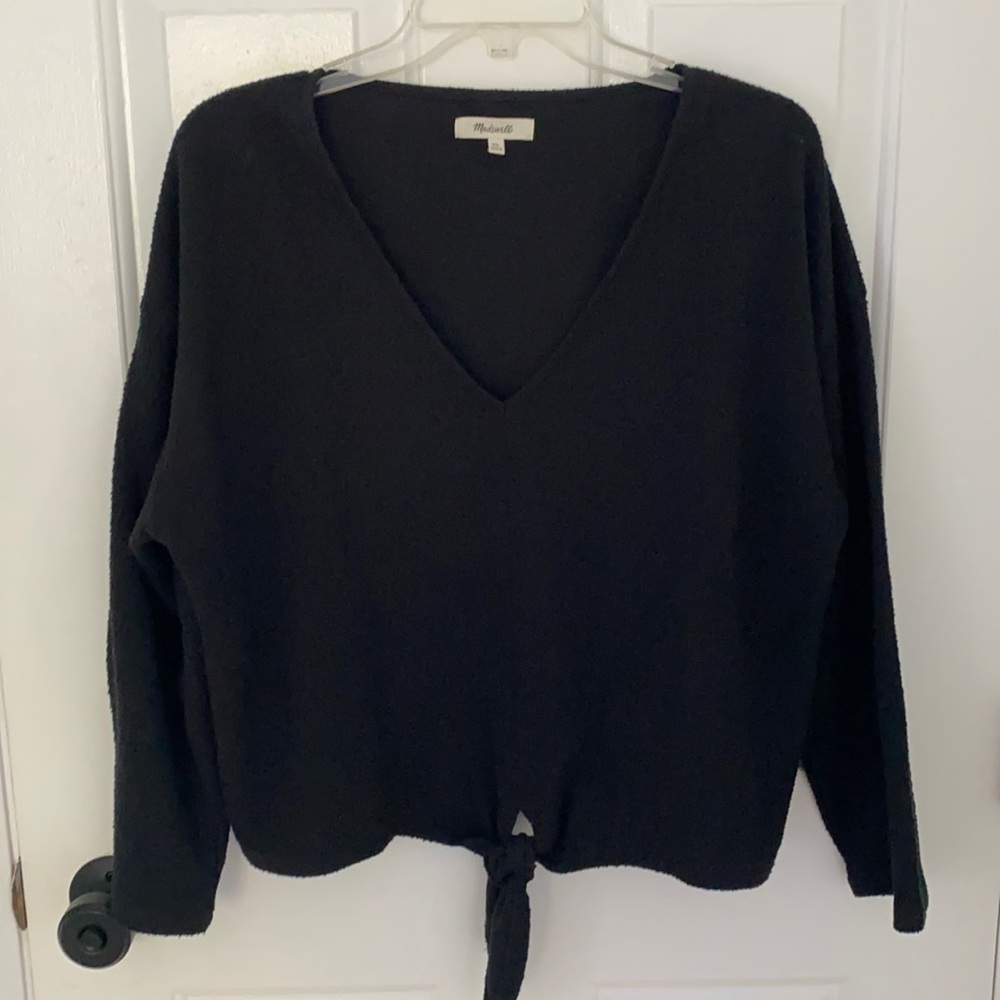 Madewell Black Boucle Cropped Top